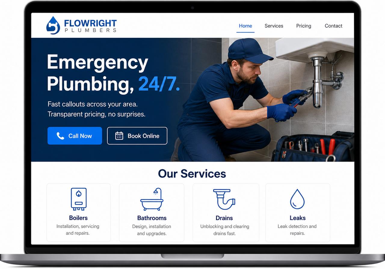 Plumbing website example